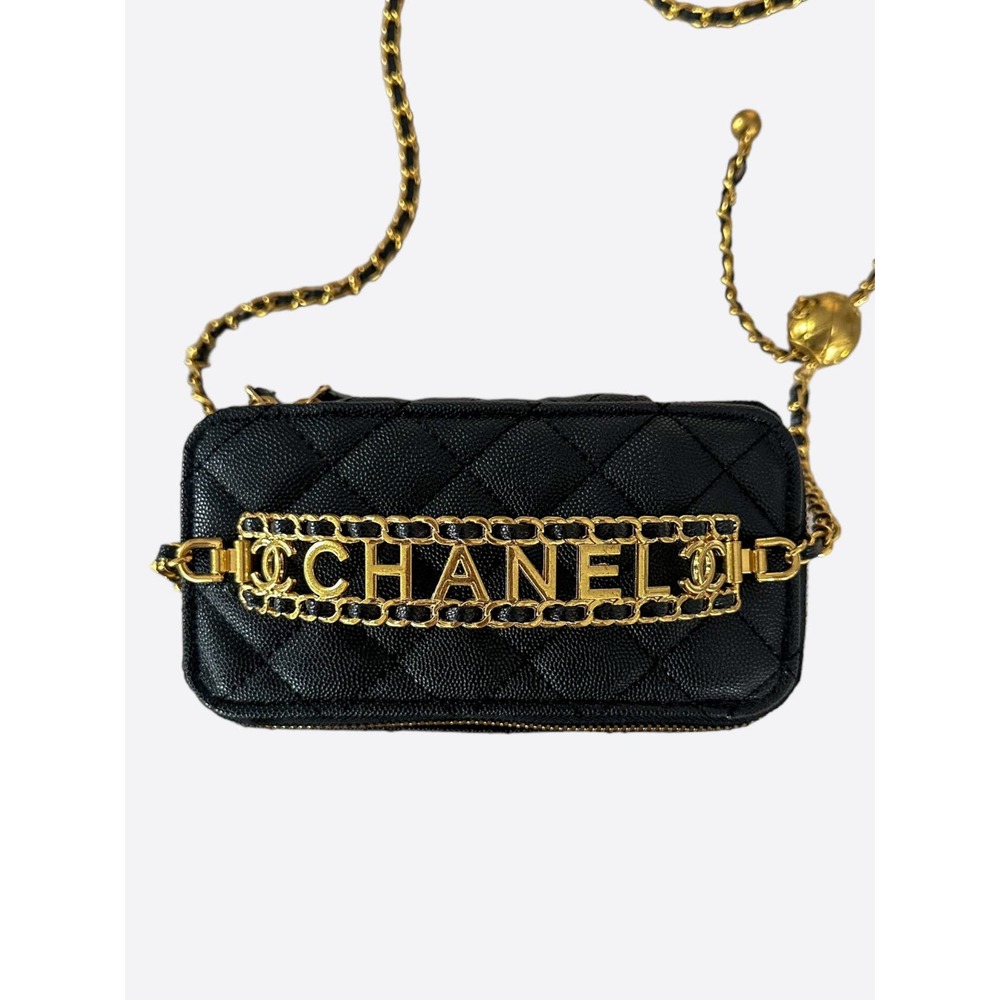 Chanel Black & Gold Quilted Caviar Pick Me Up Vanity Bag - Picture 5 of 8